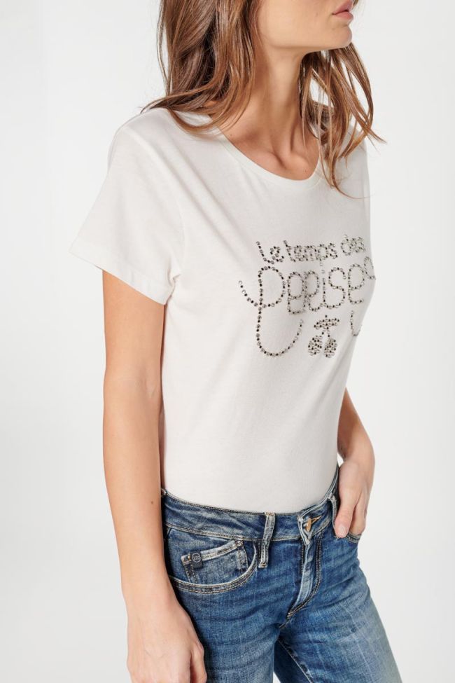 Cream rhinestone Diamond t-shirt