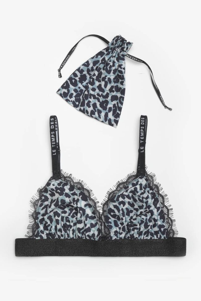 Blue leopard Idole triangle bra