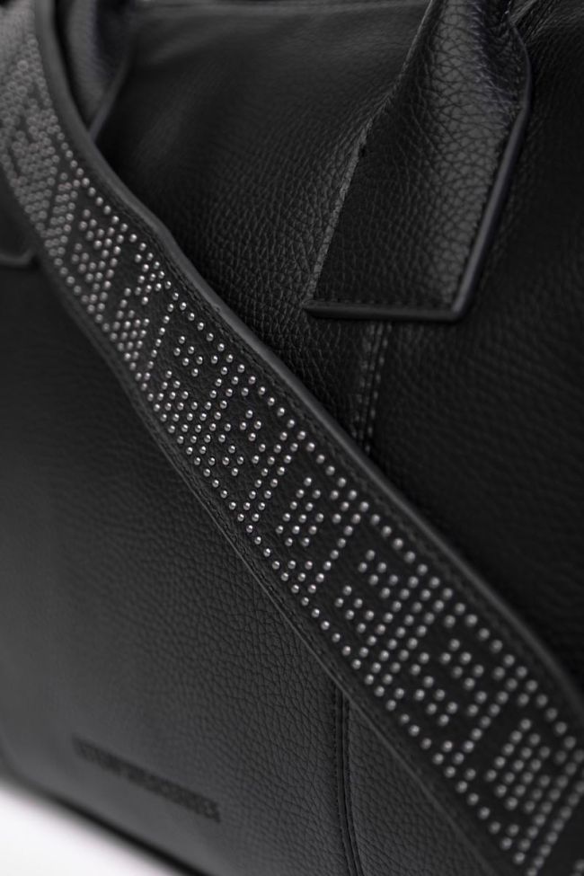 Isaia black studded bowling bag