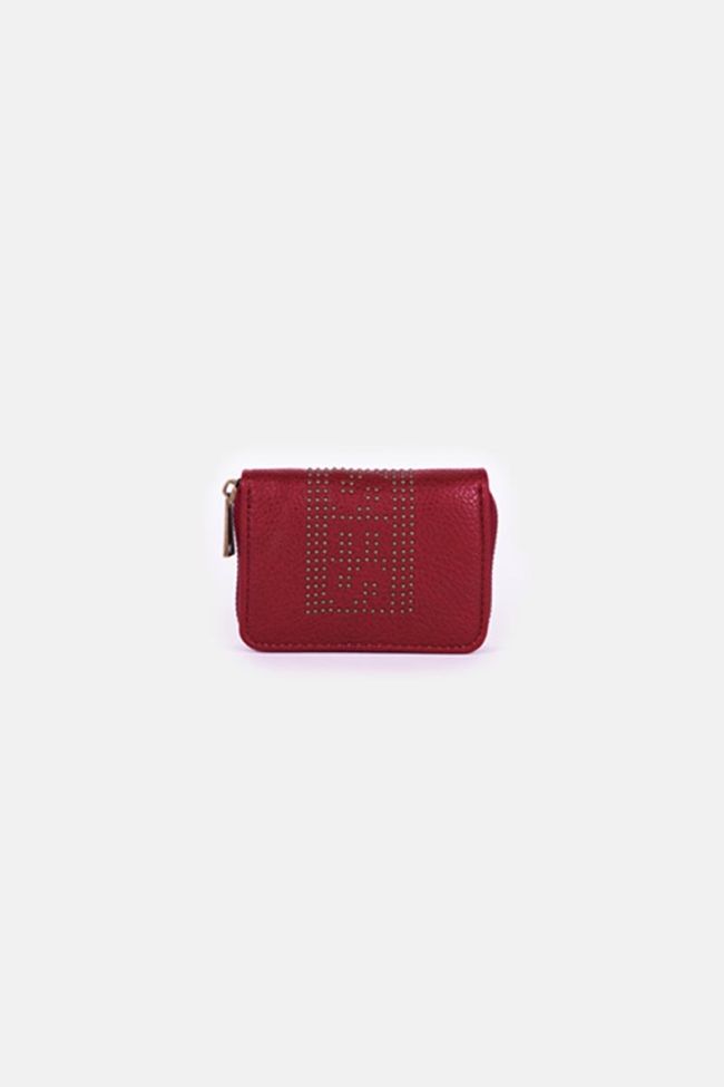 Kelta red studded mini wallet
