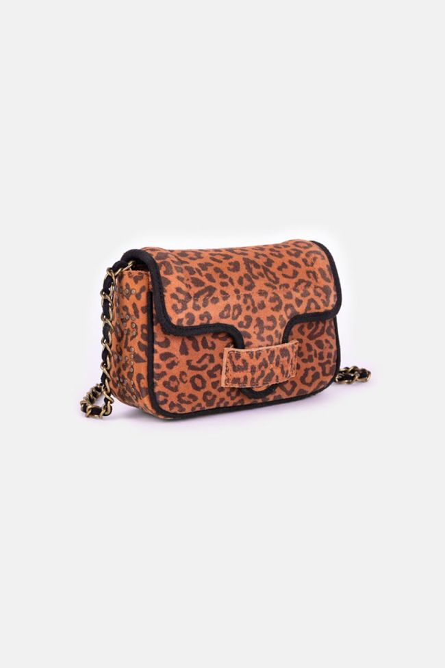 Leopard Klelia suede leather bag