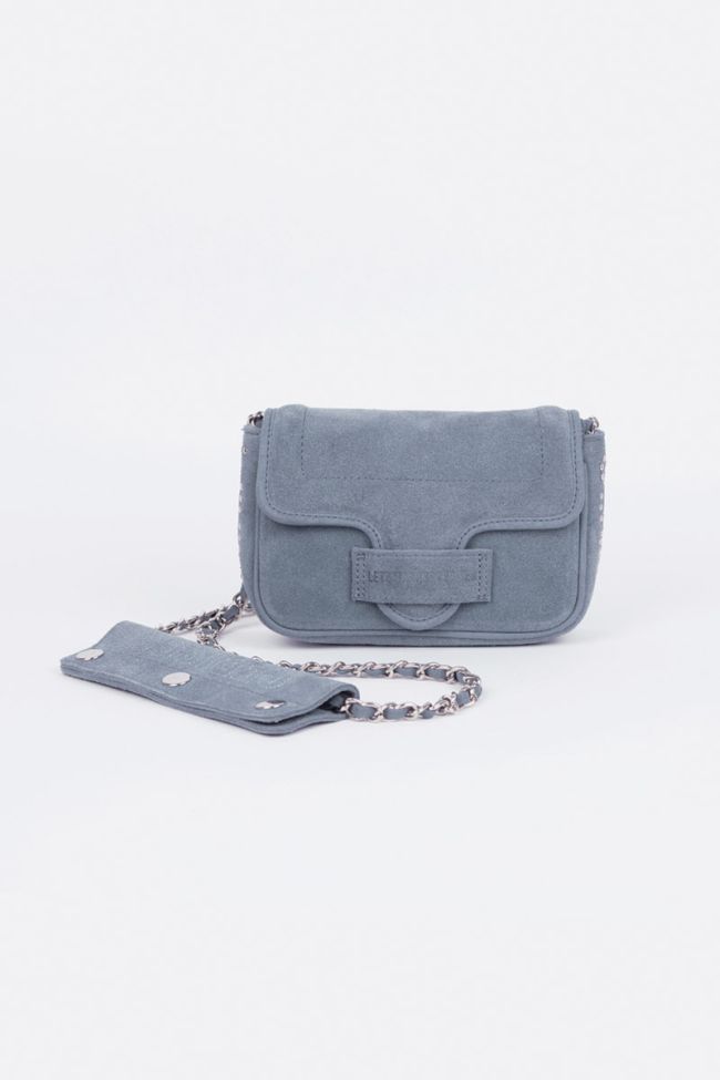 Blue grey Klelia suede leather bag