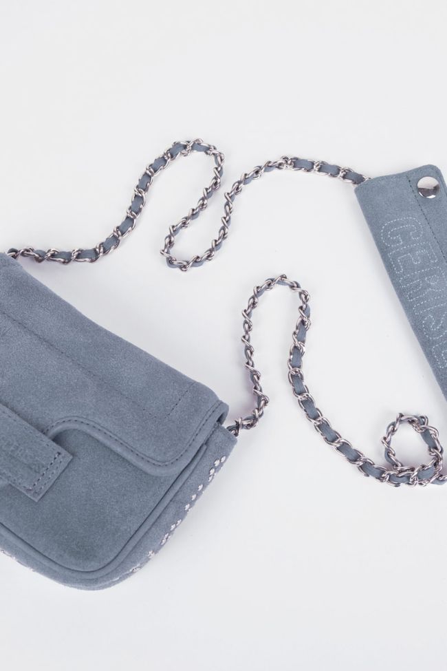 Blue grey Klelia suede leather bag