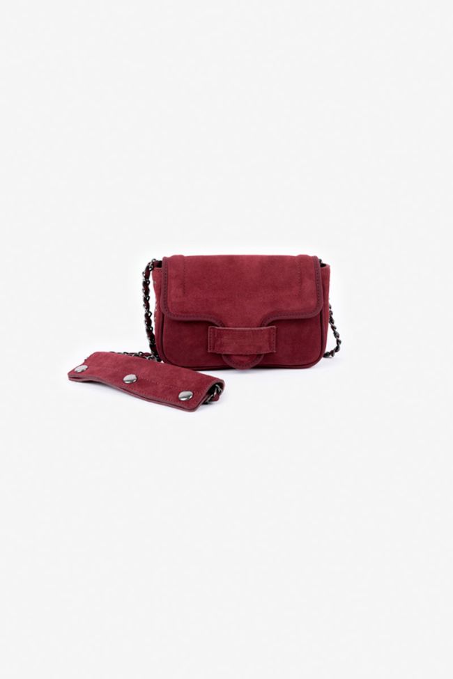 Burgundy Klelia suede leather bag