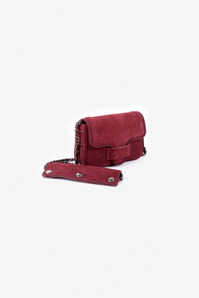 Burgundy Klelia suede leather bag