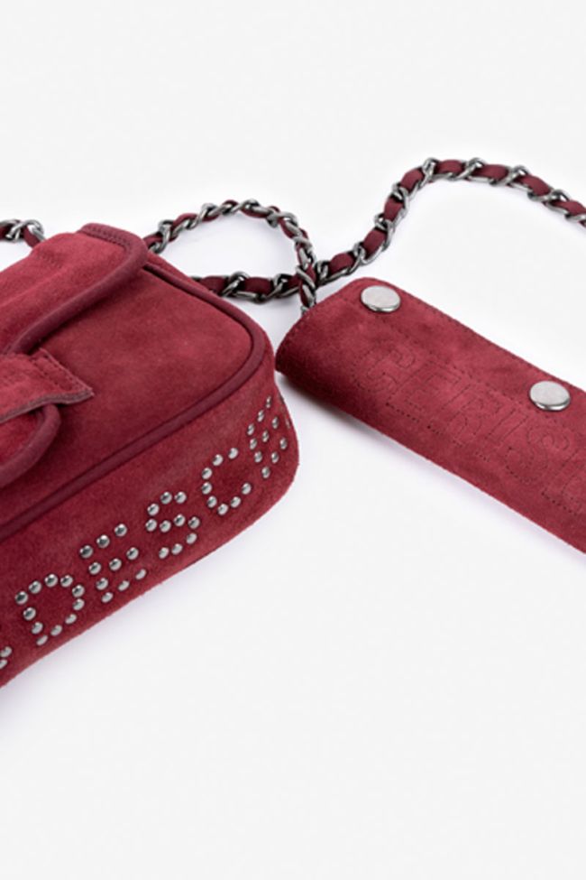 Burgundy Klelia suede leather bag