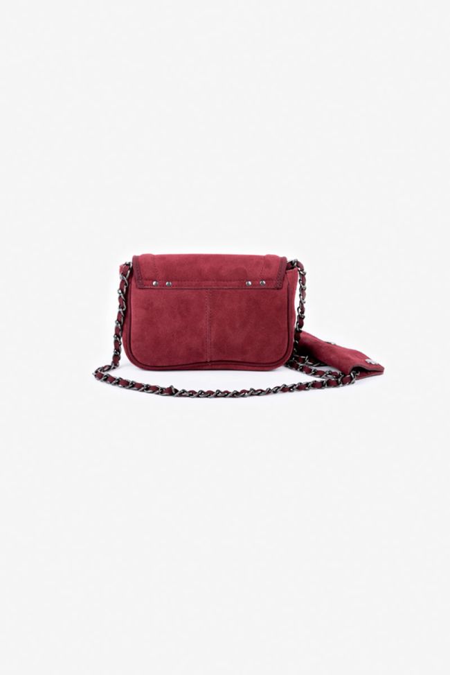 Burgundy Klelia suede leather bag
