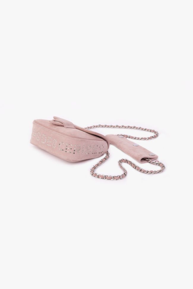 Powdery pink Klelia suede leather bag