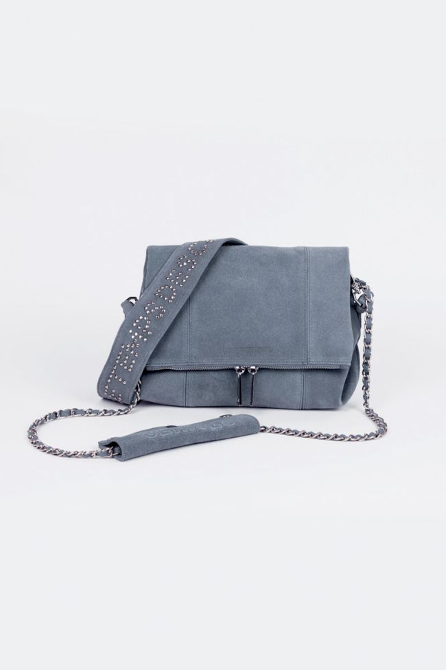 Denim blue Leter suede leather bag