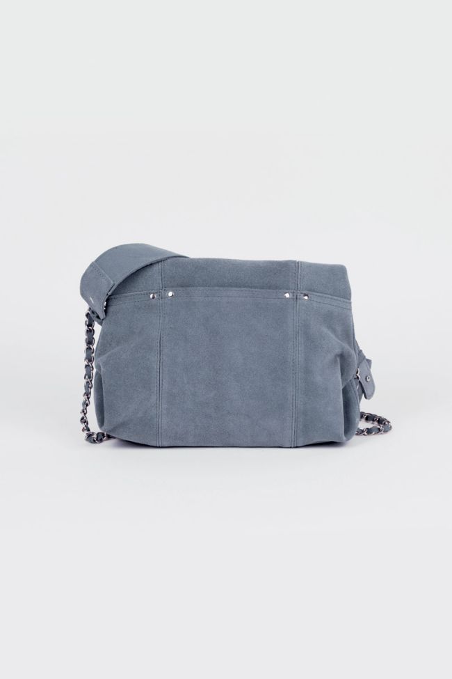 Denim blue Leter suede leather bag