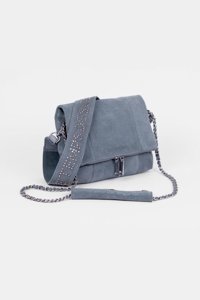 Denim blue Leter suede leather bag