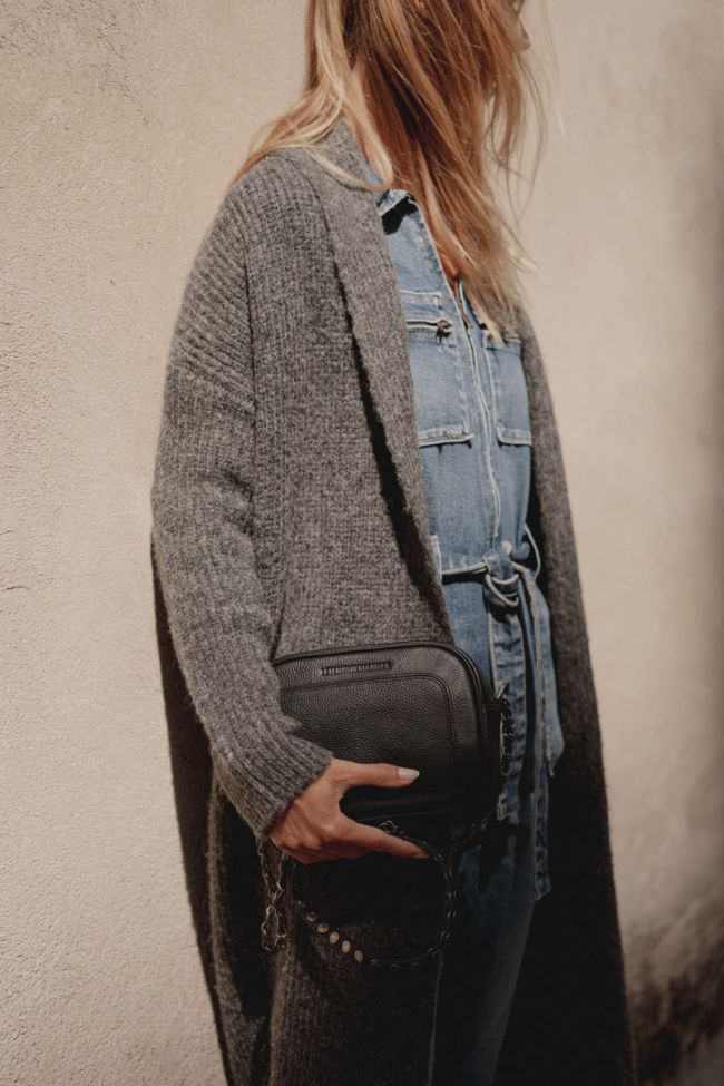 Lou bag in black grained leather