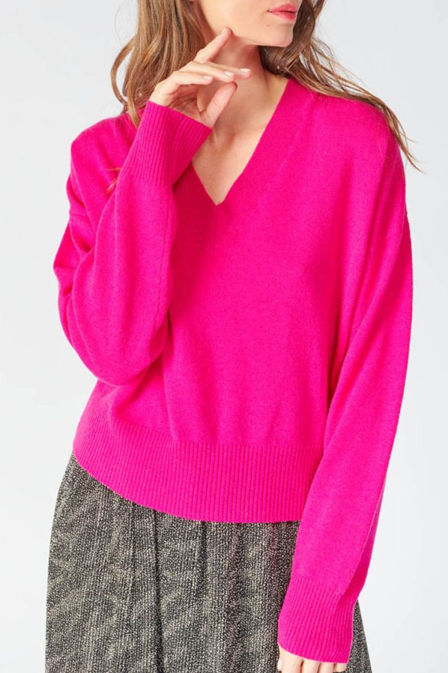 Fuchsia Martie jumper with cashmere blend