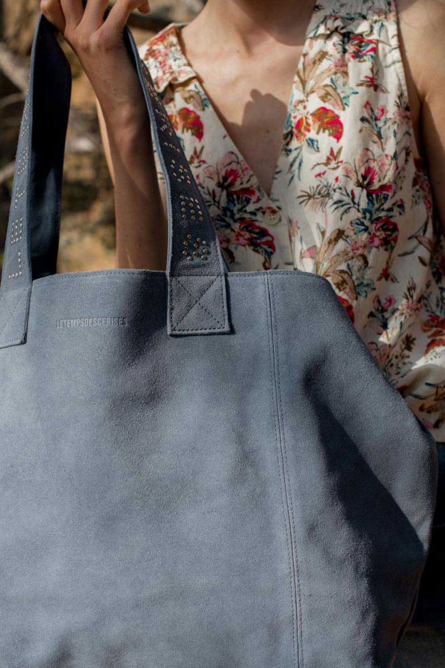 Blue grey Micky suede leather bag