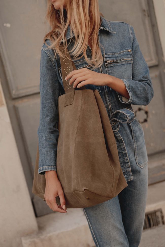 Micky bag in khaki suede leather