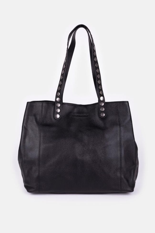 Micky tote bag in black grained leather