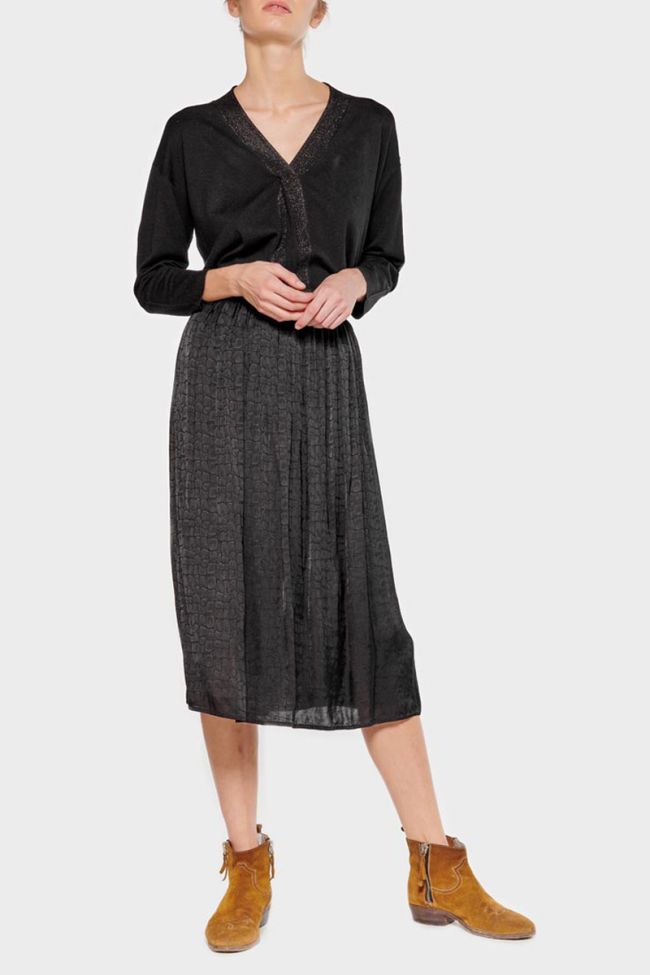 Black jacquard crocodile print Mitha skirt