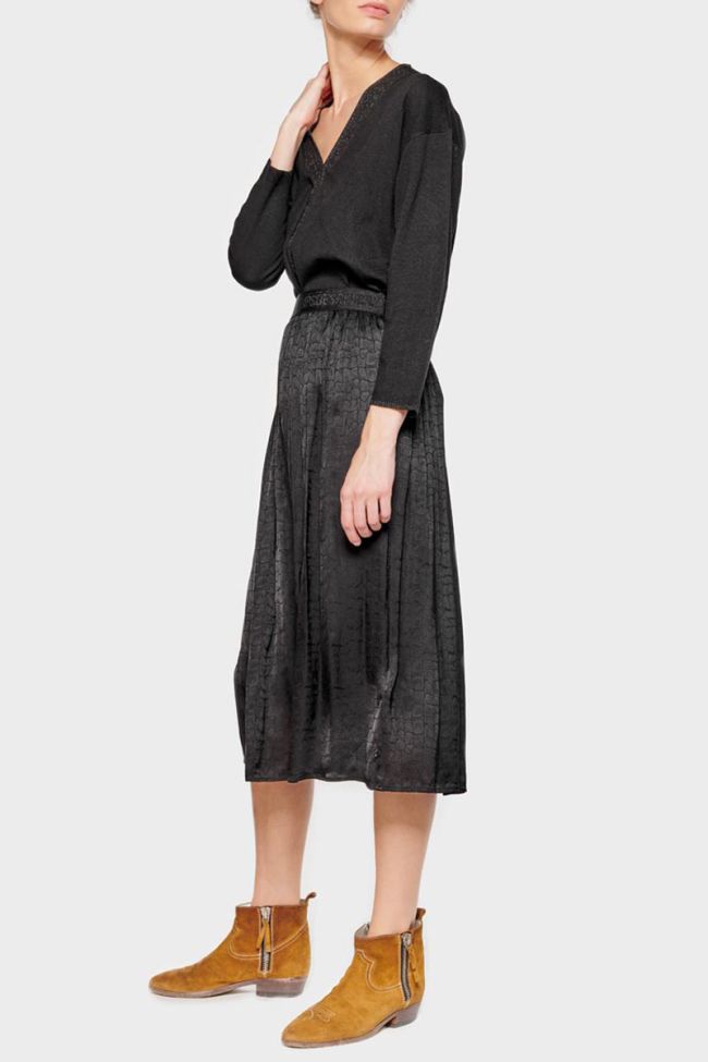 Black jacquard crocodile print Mitha skirt