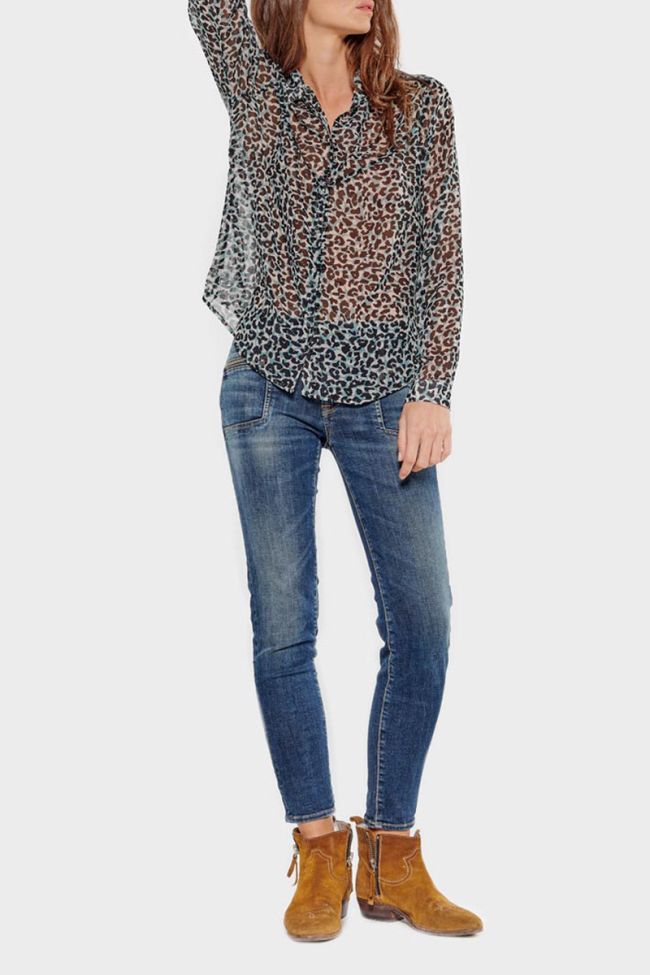 Blue leopard Nolan blouse