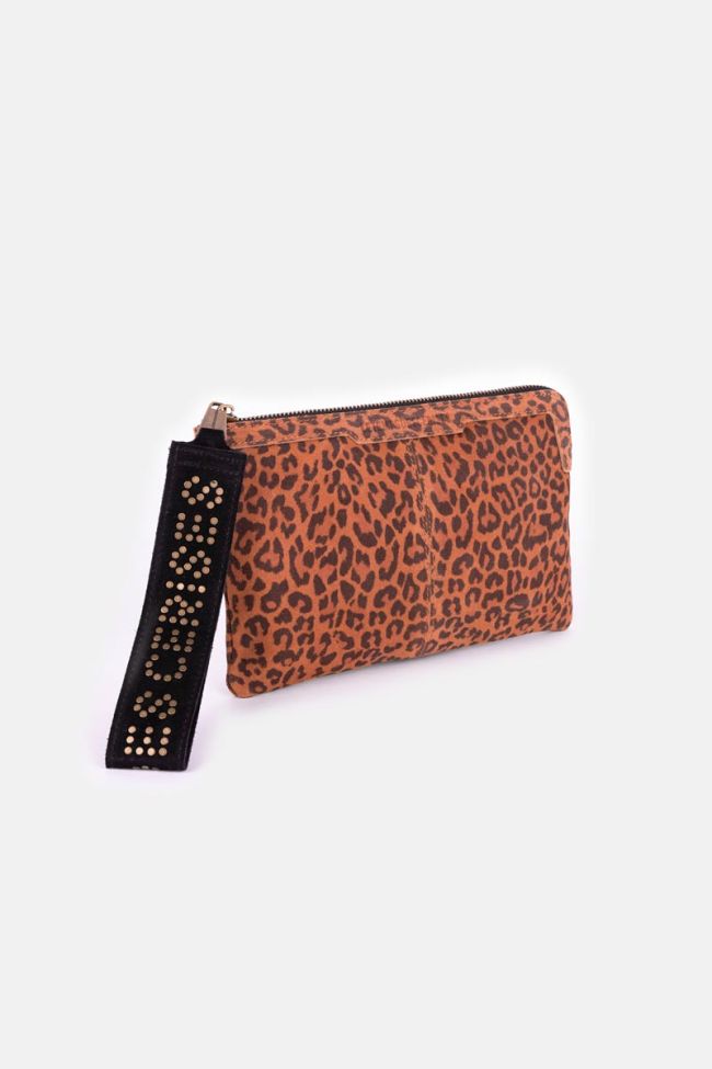 Leopard suede Oria clutch bag