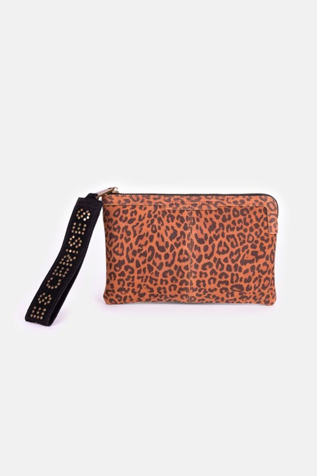 Leopard suede Oria clutch bag