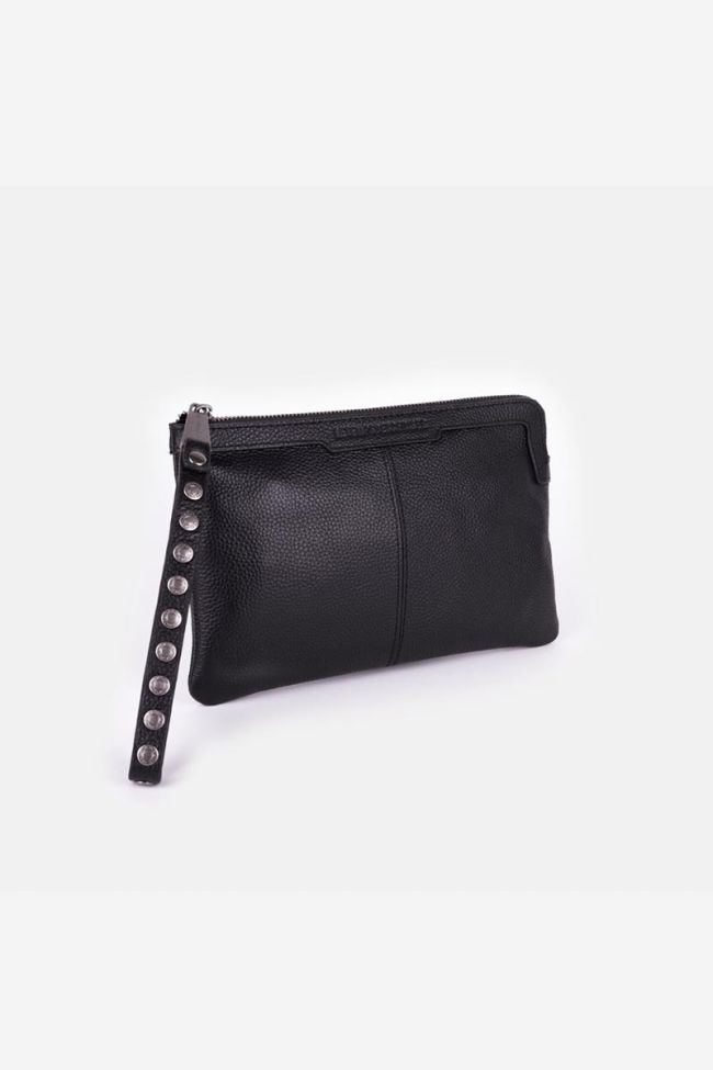 Oria clutch bag in black grained leather
