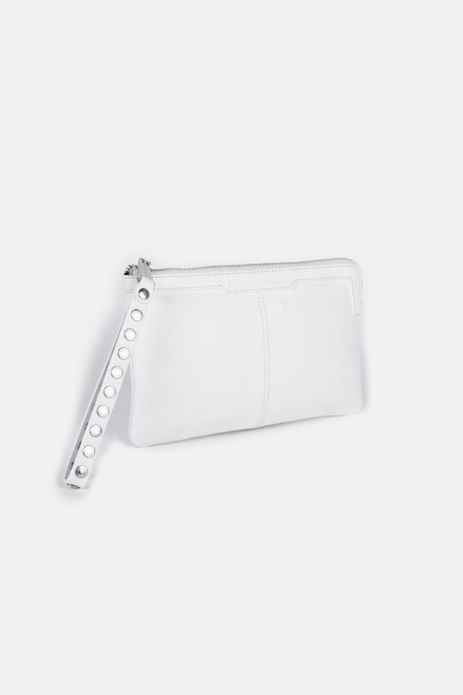Oria clutch bag in white grained leather