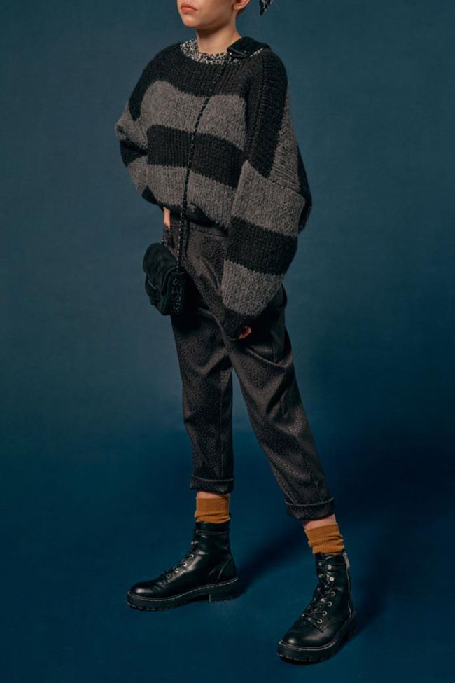 Black and charcoal grey striped Colombegi pullover