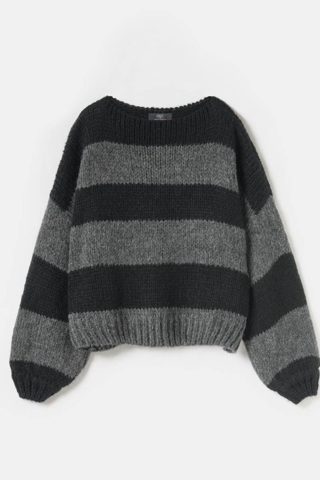 Black and charcoal grey striped Colombegi pullover