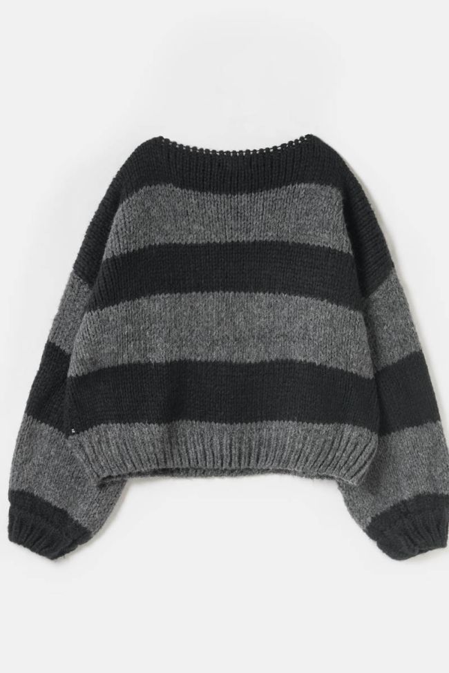 Black and charcoal grey striped Colombegi pullover