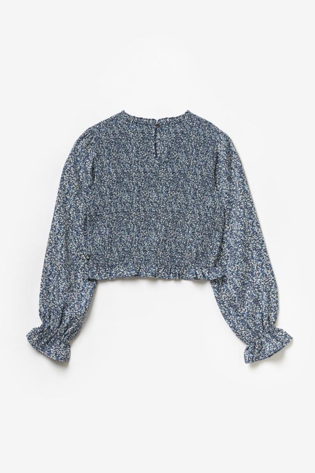 Blue floral Sangi cropped blouse