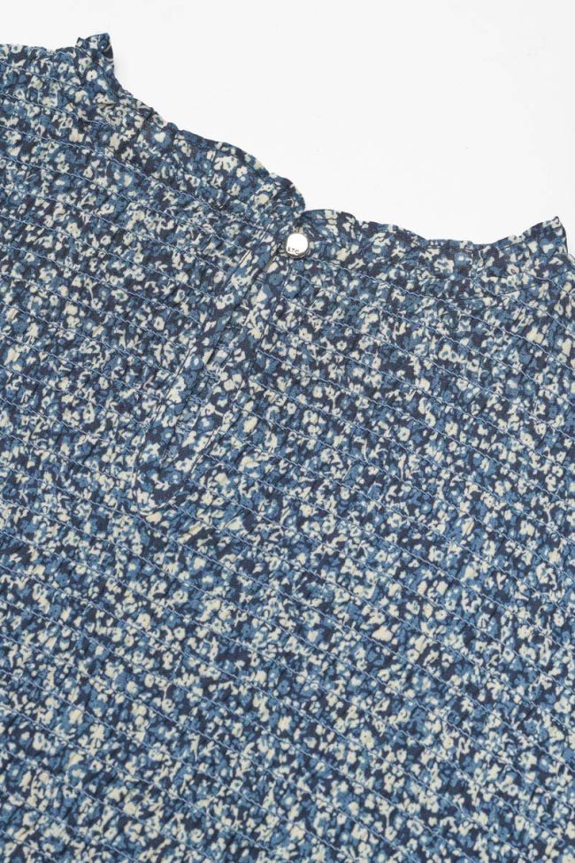 Blue floral Sangi cropped blouse