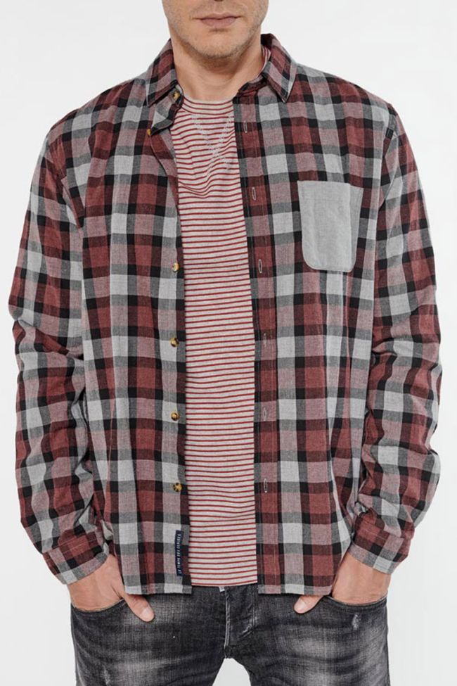 Checked burgundy and grey Balf shirt