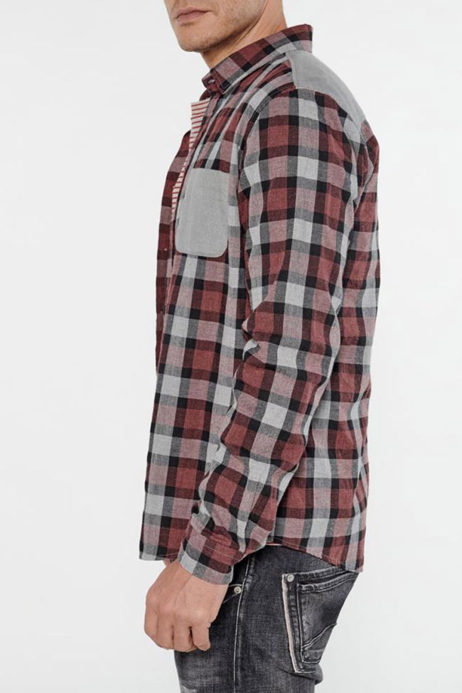 Checked burgundy and grey Balf shirt