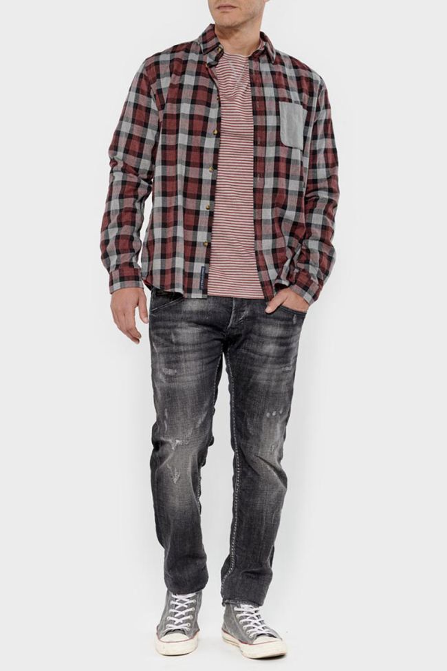 Checked burgundy and grey Balf shirt