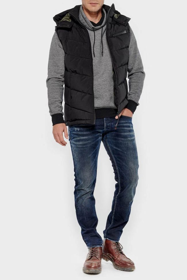 Black sleeveless Bizor down vest