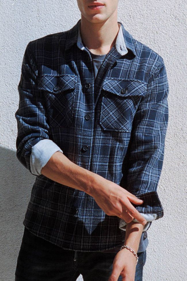 Navy blue checked Galb overshirt
