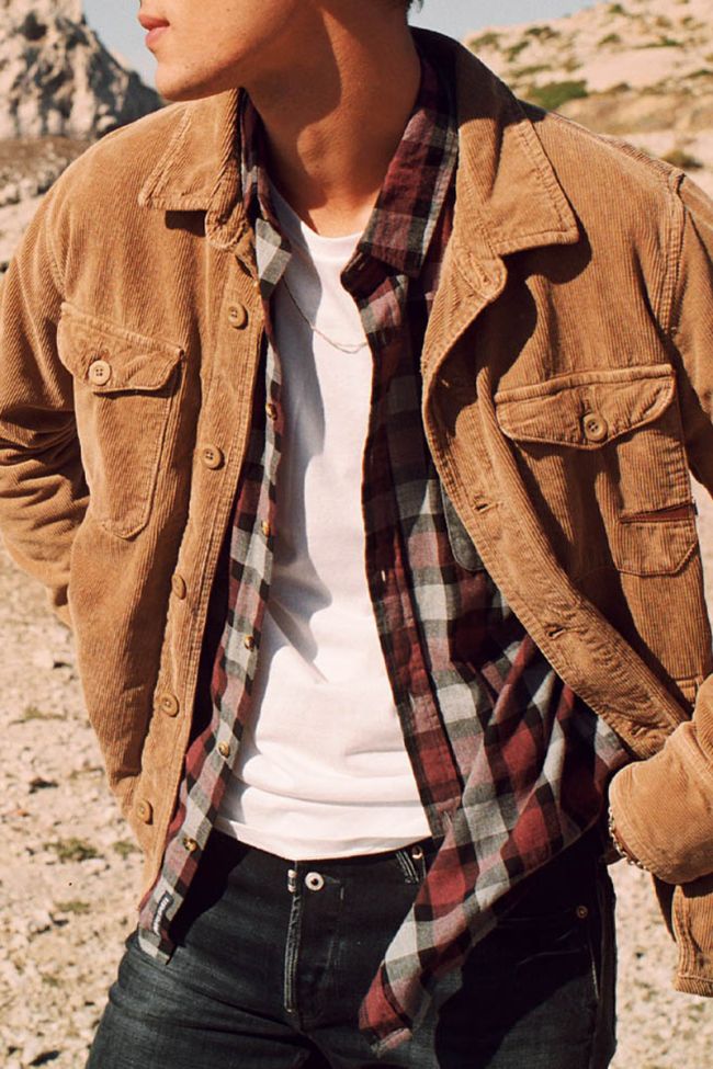 Camel velvet Mank overshirt