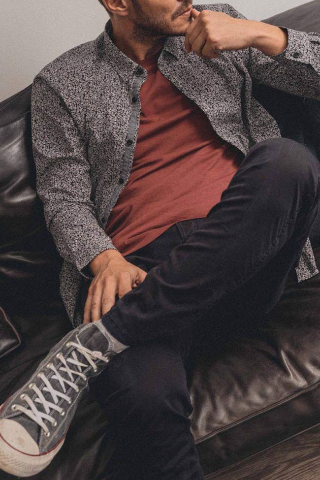 Black floral Navel shirt