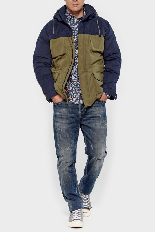 Khaki and navy blue Norel parka