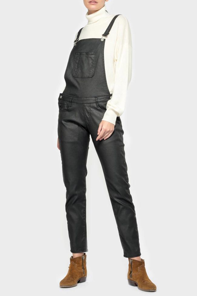 Black coated denim Ali overalls