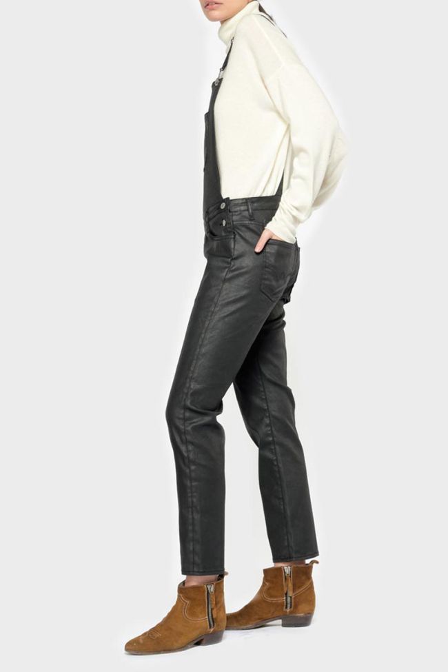 Black coated denim Ali overalls