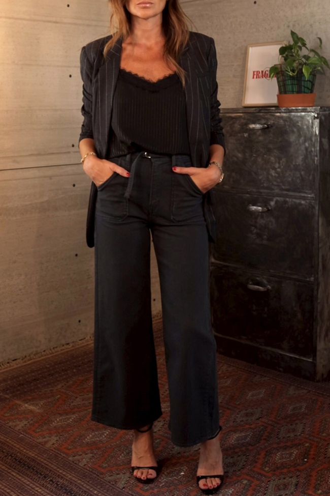 Charcoal grey straight-legged high-waisted Celou jeans