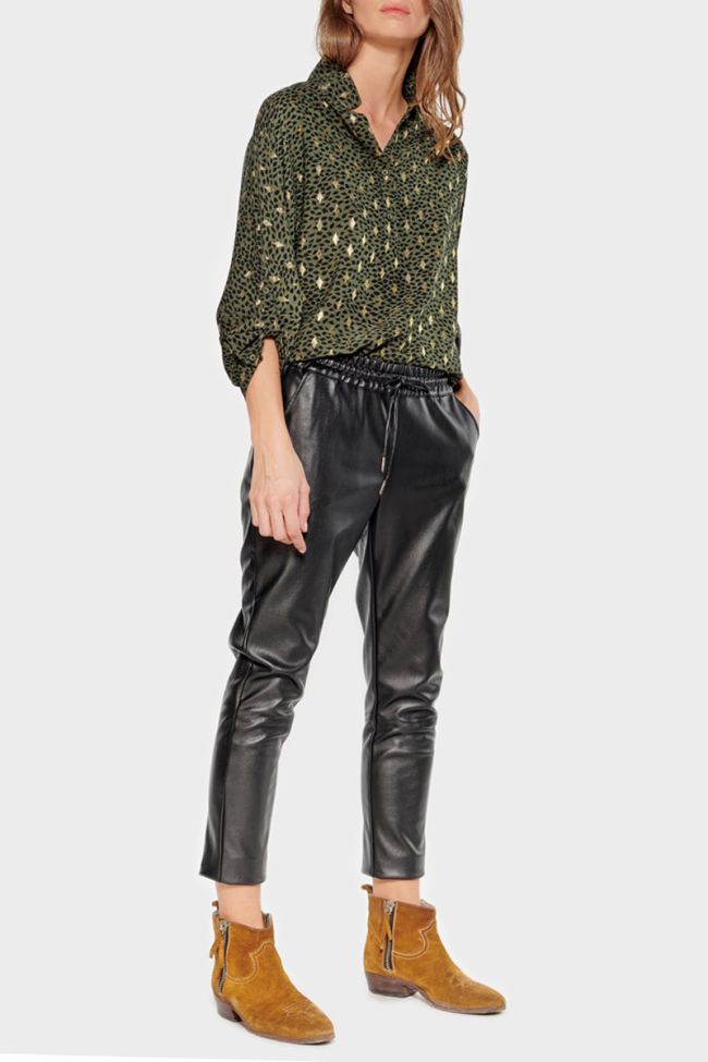 Black faux leather Minet trousers