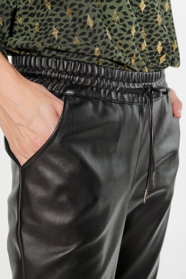 Black faux leather Minet trousers