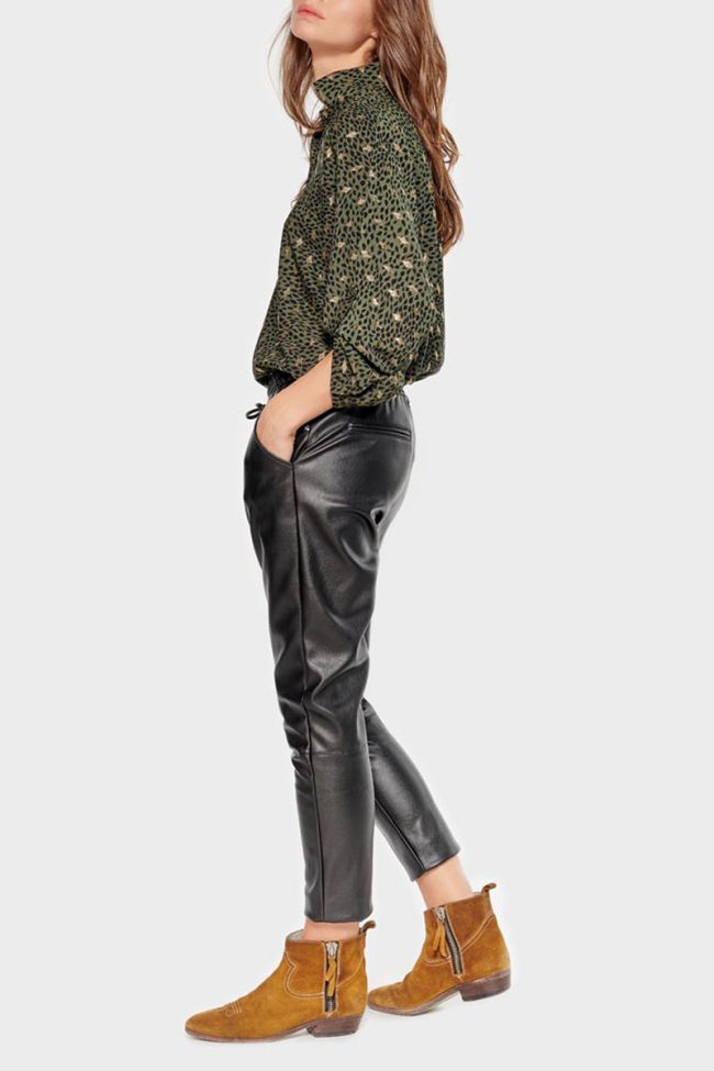 Black faux leather Minet trousers