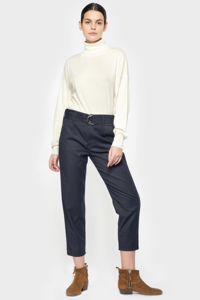 Glitter navy blue high-waisted Serena chinos