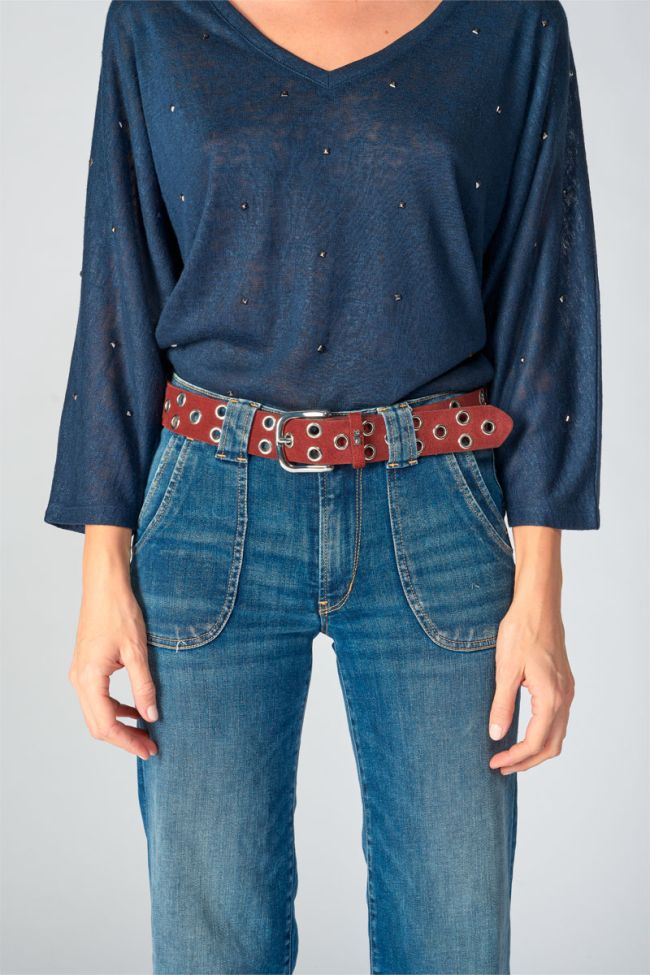 Burgundy suede Minog belt