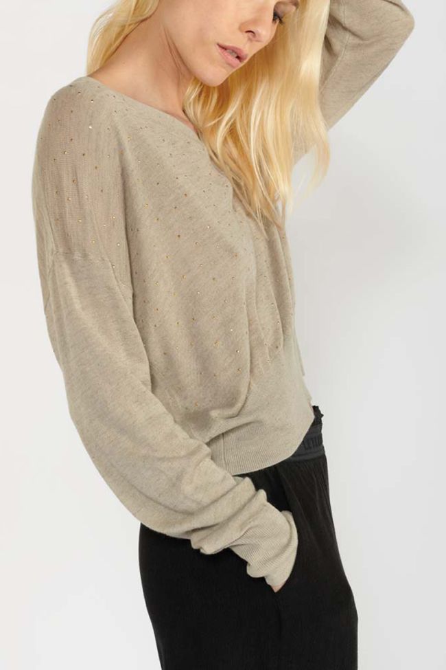 Beige Atlas linen blend jumper