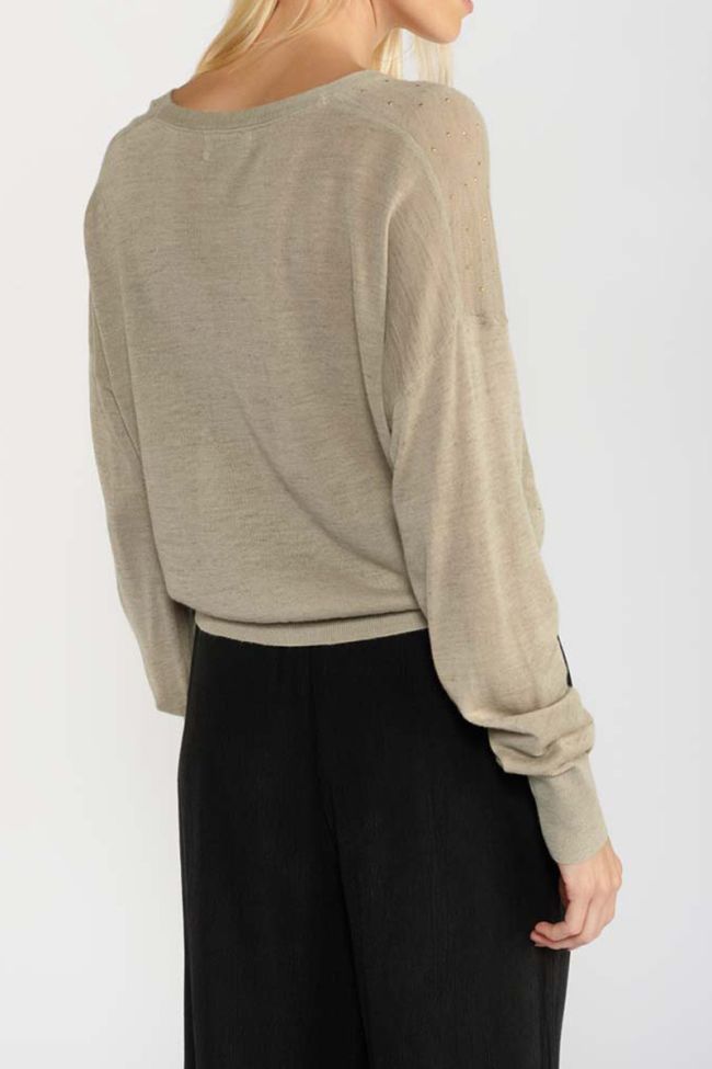 Beige Atlas linen blend jumper